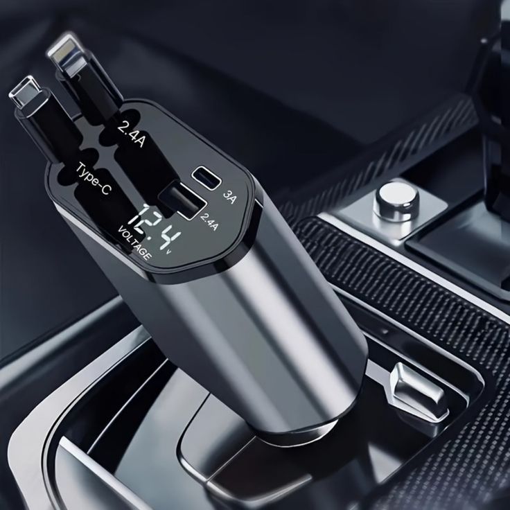 4-in-1 Fast Charging Car Charger With Digital Voltage Display