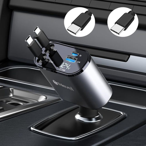 4-in-1 Fast Charging Car Charger With Digital Voltage Display