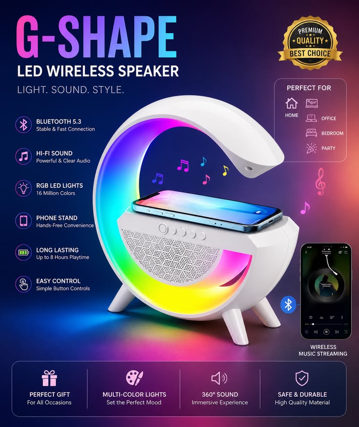 RGB Wireless Charging Speaker Lamp